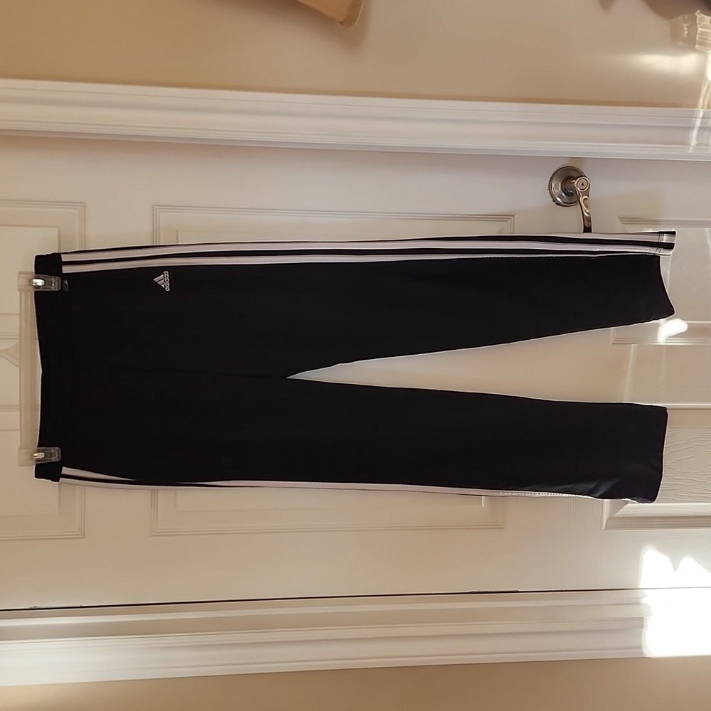 adidas Black Track Pants with White Side Stripes